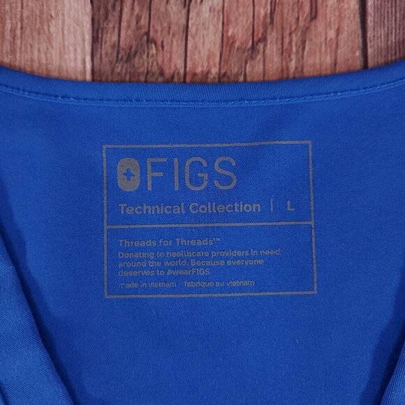 *FLAW* Figs Womens Size Large Casma Three Pocket Scrub Top Blue FW1100 PO 1657 - Picture 7 of 11
